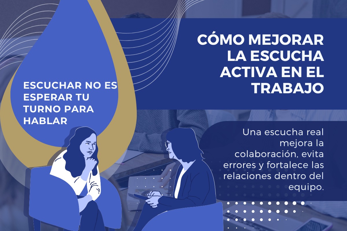 Dos profesionales practican la escucha activa durante una conversación de trabajo